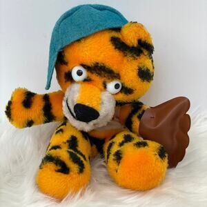 Vintage Sambos Restaurant Tiger Plush 1970s Toy Mascot Baseball Glove Hat READ